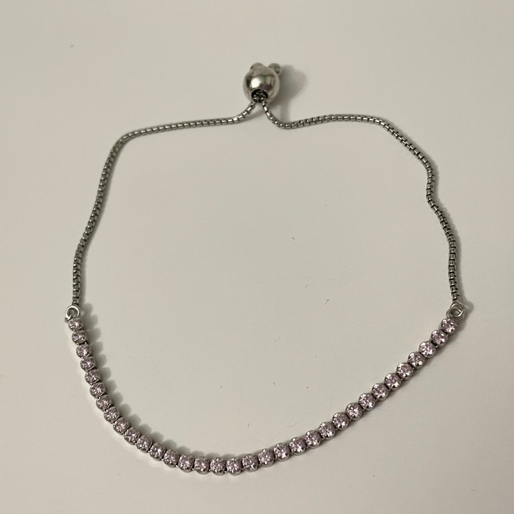 Pandora Sparkling Slider Bracelet Sterling Silver Pink Stones